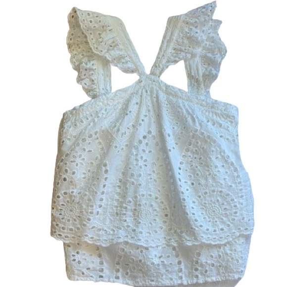 NWOT Greylin Tiered Eyelet Ruffle Tank White Size S - Picture 1 of 7